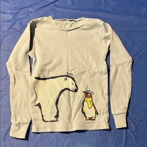 Kids Long Sleeve Shirt with Polar Bear and Penguin Print